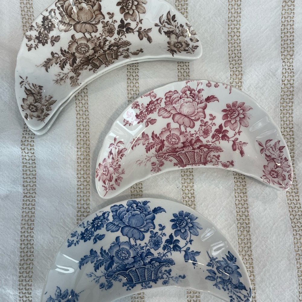 Vintage-Inspired Floral Ceramic Plates - Sold individually